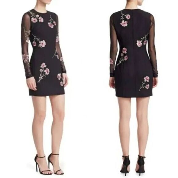 Cinq a sept Anna Floral Mesh Dress in Black Multi 8 Nwt $595 - Picture 1 of 8